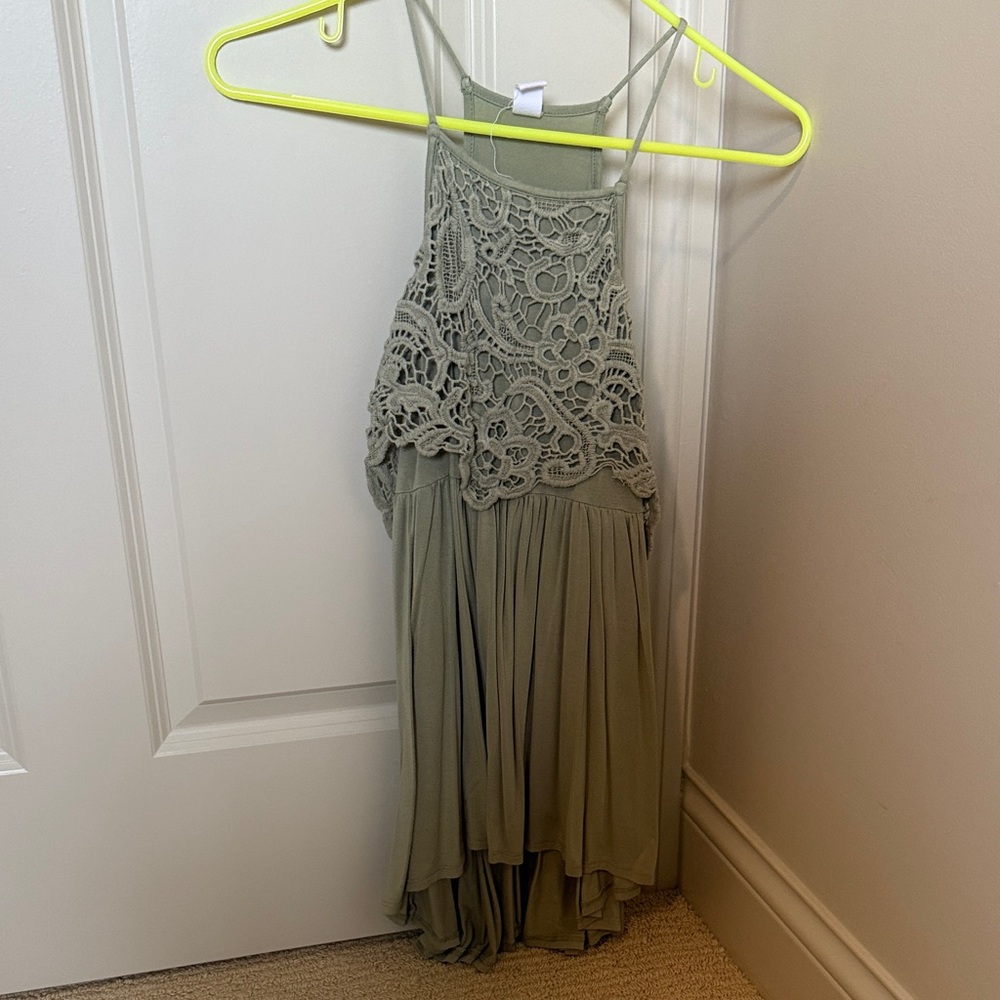 Green Lace Overlay tank top